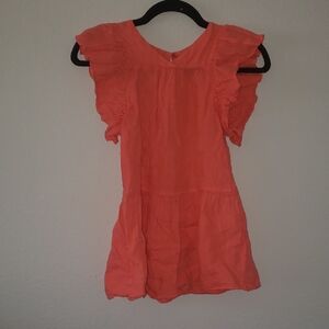 Zara Coral Ruffle Sleeve Kids Dress